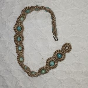 Turquiose Beaded Tatted Bracelet 6 1/4 inches XS